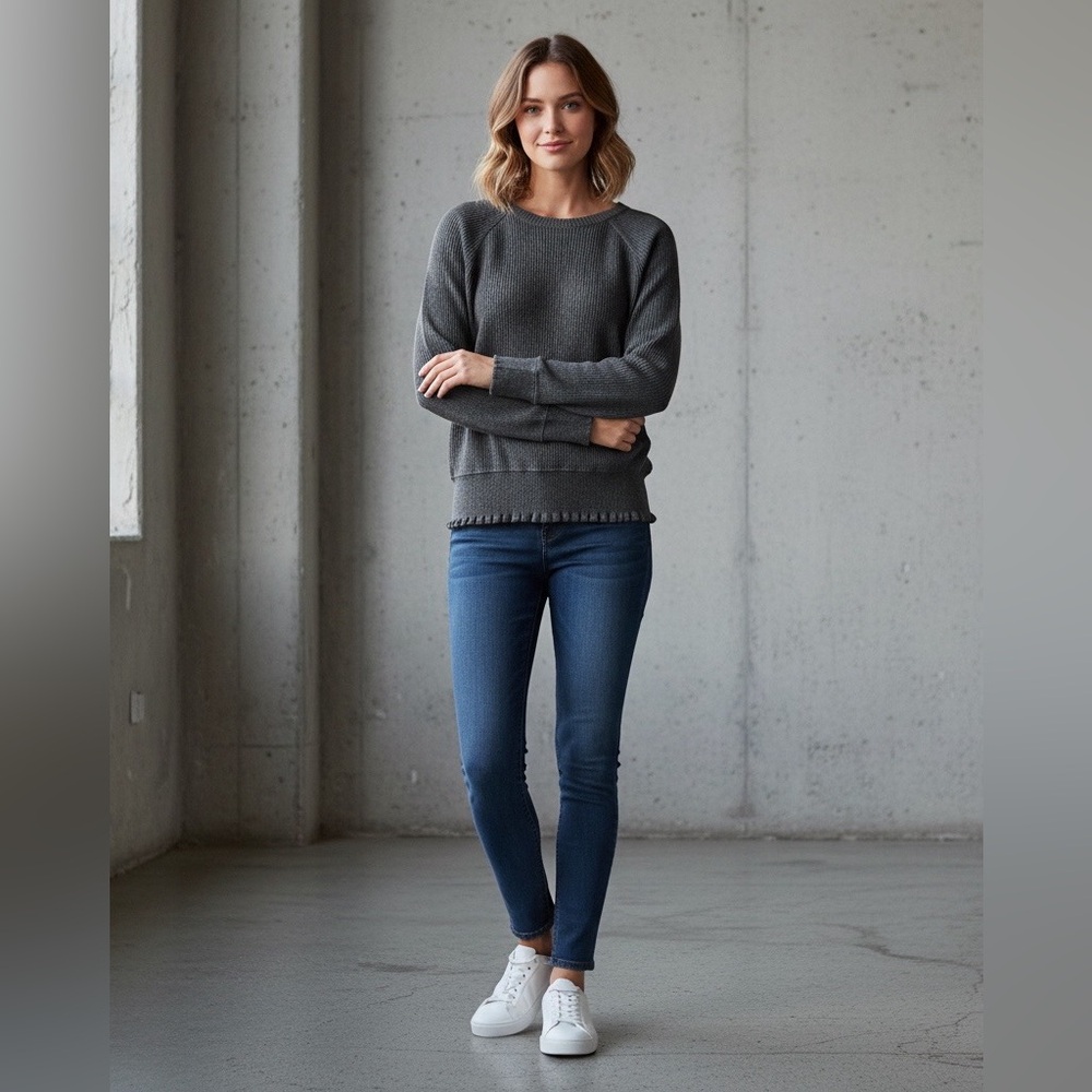 Nine West Charcoal Ribbed Knit Top